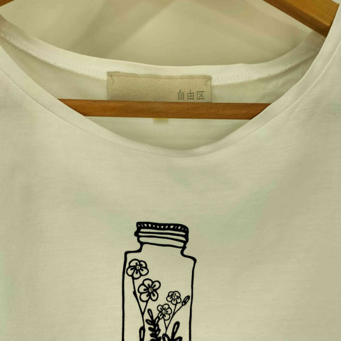 ジユウク 自由区 LUFF 花プリント ラインストーン クルーネックTシャツ レディース JPN:38