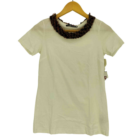 ドルチェアンドガッバーナ DOLCE&GABBANA イタリア製 襟装飾 ウール クルーネックTシャツ レディース FR:36