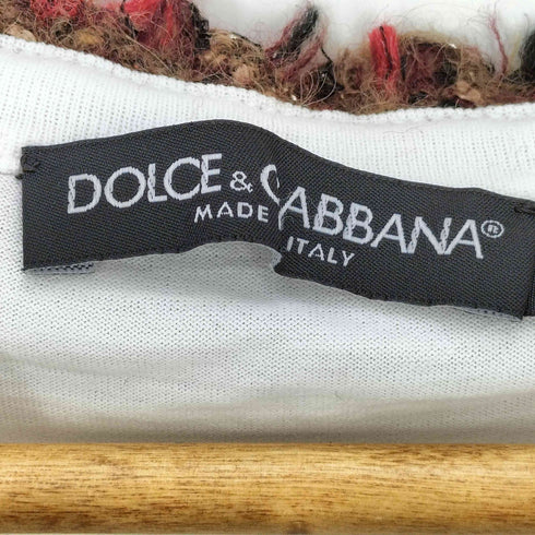 ドルチェアンドガッバーナ DOLCE&GABBANA イタリア製 襟装飾 ウール クルーネックTシャツ レディース FR:36