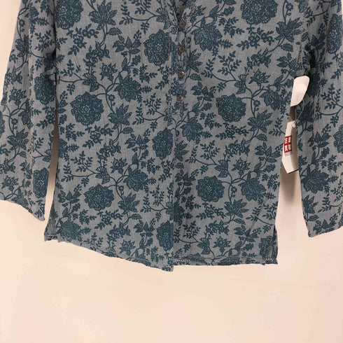 エディーバウアー Eddie Bauer 00S ハーフボタン プルオーバー 花柄 ブラウス レディース import:XS