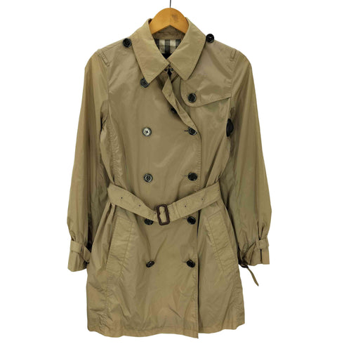 バーバリーロンドン BURBERRY LONDON MADE IN ITALY Balmacaan Coat イタリア製生地 裏地ノバチェック ガンフラップ付き ダブル バルマカーン ステンカラー コート レディース 38
