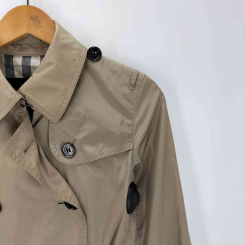 バーバリーロンドン BURBERRY LONDON MADE IN ITALY Balmacaan Coat イタリア製生地 裏地ノバチェック ガンフラップ付き ダブル バルマカーン ステンカラー コート レディース 38