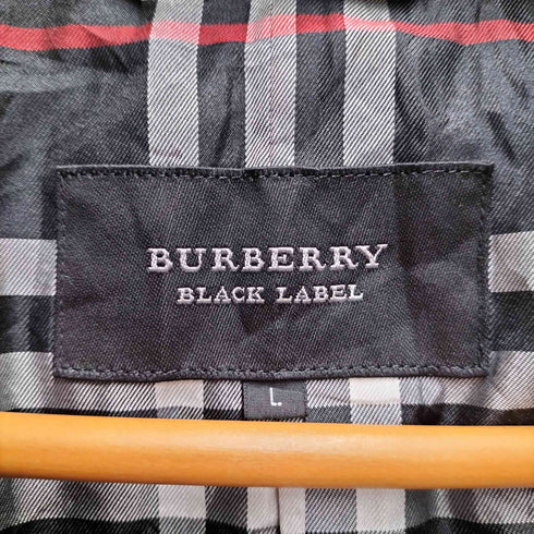 バーバリーブラックレーベル BURBERRY BLACK LABEL Balmacaan Coat 裏地ノバチェック ガンフラップ付き ブラック ダブル バルマカーン ステンカラー コート メンズ import:L