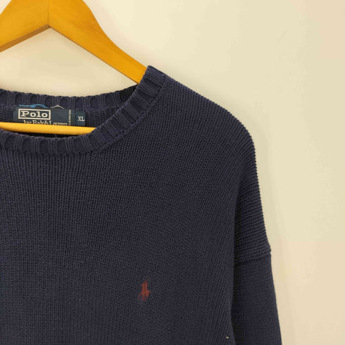 ポロバイラルフローレン Polo by RALPH LAUREN 90S ポニー刺繍 ローゲージ リブ編み コットン ニット セーター メンズ import:XL