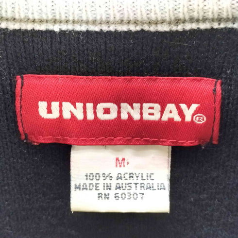 UNIONBAY 90-00S OLD アーム クロス ライン バイカラー スイッチング ハーフジップ アクリル リブ ニット セーター Y2K メンズ import:M