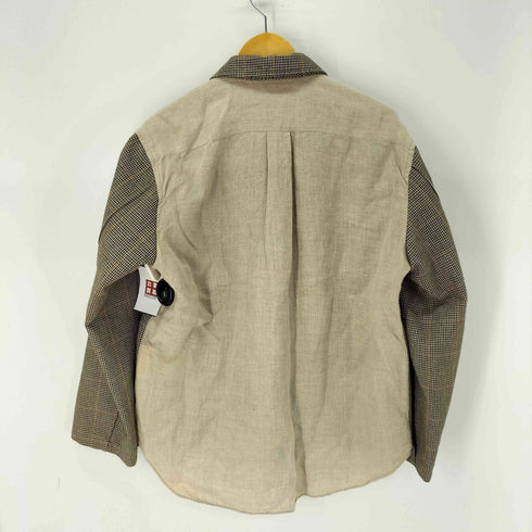 コムデギャルソンシャツ COMME des GARCONS SHIRT フランス製 リネン パネル切替 千鳥格子 4B テーラードジャケット メンズ JPN:S