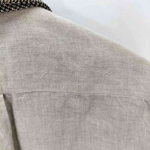 コムデギャルソンシャツ COMME des GARCONS SHIRT フランス製 リネン パネル切替 千鳥格子 4B テーラードジャケット メンズ JPN:S