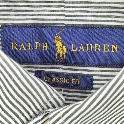 ラルフローレン RALPH LAUREN CLASSIC FIT インド製 スモールポニー刺繍 ストライプ BD シャツ メンズ import:M