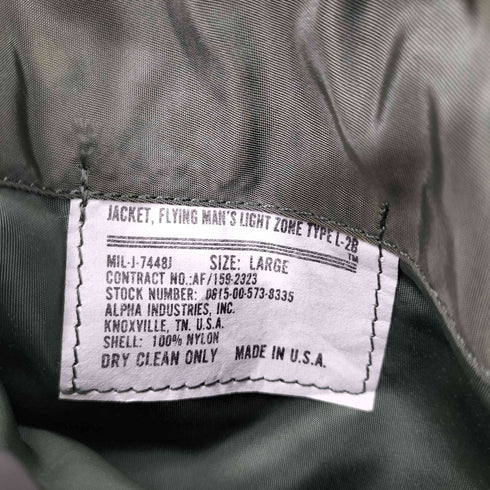 アルファインダストリーズ ALPHA INDUSTRIES USA製 L-2B フライトジャケット IDEALジップ メンズ import:L