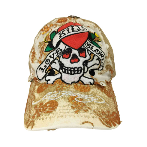 エドハーディー Ed Hardy スカル ラメ メッシュ スナップバック キャップ Y2K メンズ