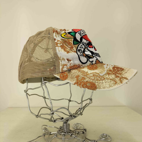 エドハーディー Ed Hardy スカル ラメ メッシュ スナップバック キャップ Y2K メンズ