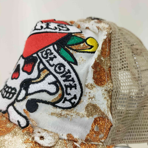 エドハーディー Ed Hardy スカル ラメ メッシュ スナップバック キャップ Y2K メンズ