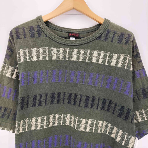グラミチ GRAMICCI 90S USA製 ボックスロゴ ボーダークルーネックTシャツ メンズ import:M