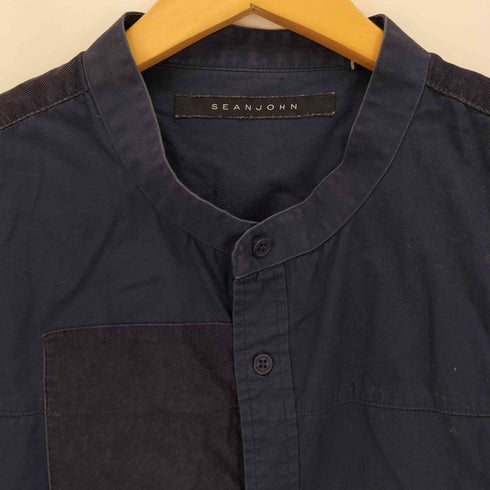 ショーンジョン Sean john コーデュロイパッチワーク バンドカラー S/S シャツ メンズ 3XL