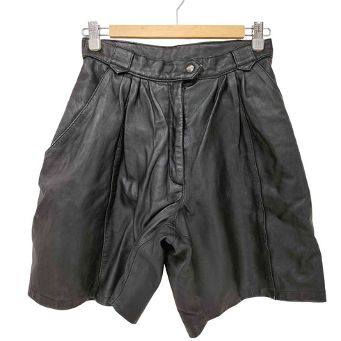 ECHTES LEDER タック 本革 レザー ハーフパンツ レディース import:M