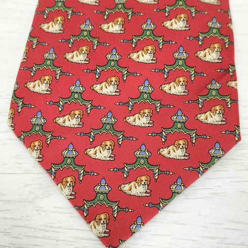 サルヴァトーレフェラガモ Salvatore Ferragamo シルク100% 犬 ネクタイ メンズ