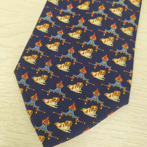 サルヴァトーレフェラガモ Salvatore Ferragamo シルク100% 犬 ネクタイ メンズ