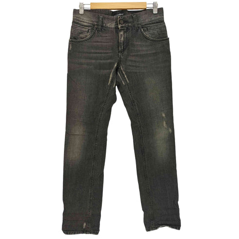 ドルチェアンドガッバーナ DOLCE&GABBANA イタリア製 14 背面ロゴプレート ブラック スキニーデニム メンズ EUR:46-48