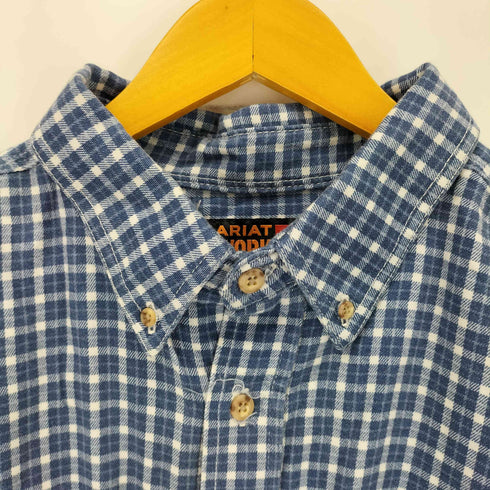 ARIAT WORK 刺繍ボタンダウンフランネルチェックシャツ メンズ XL