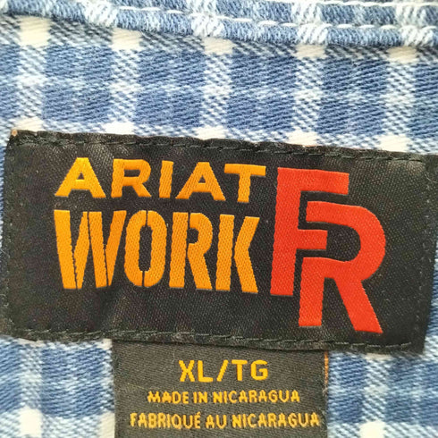 ARIAT WORK 刺繍ボタンダウンフランネルチェックシャツ メンズ XL