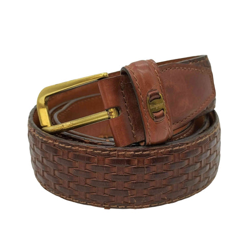 サルヴァトーレフェラガモ Salvatore Ferragamo メッシュ切替 レザーベルト メンズ 80