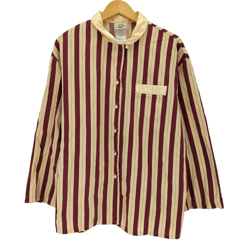 ローラアシュレイ LAURA ASHLEY サテン切替 ストライプパジャマシャツ レディース XL