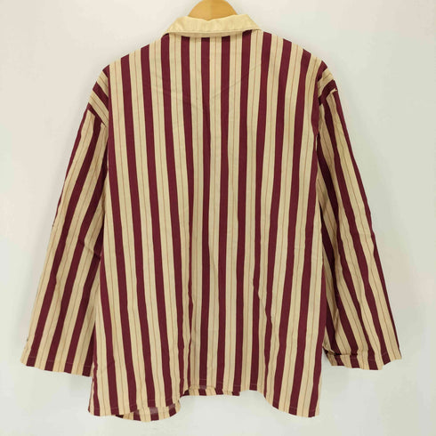 ローラアシュレイ LAURA ASHLEY サテン切替 ストライプパジャマシャツ レディース XL