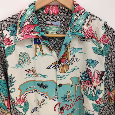 レインスプーナー Reyn Spooner 80-90S ダイアモンドヘッドタグ 総柄 レーヨン アロハ シャツ メンズ import:M