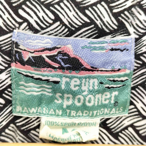 レインスプーナー Reyn Spooner 80-90S ダイアモンドヘッドタグ 総柄 レーヨン アロハ シャツ メンズ import:M