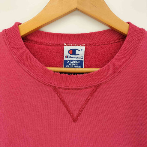 チャンピオン Champion 90S メキシコ製 ロゴ刺繍 前Vガゼット クルーネック スウェット メンズ import:XL
