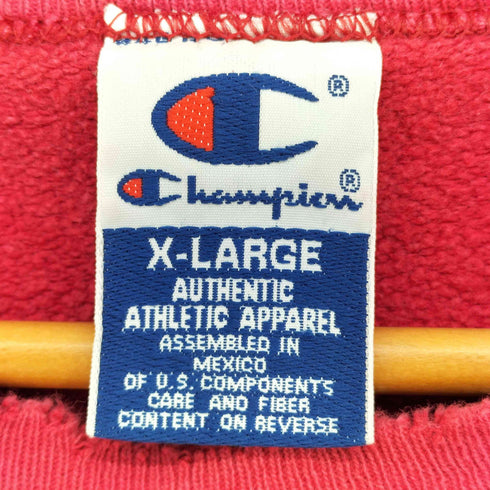 チャンピオン Champion 90S メキシコ製 ロゴ刺繍 前Vガゼット クルーネック スウェット メンズ import:XL