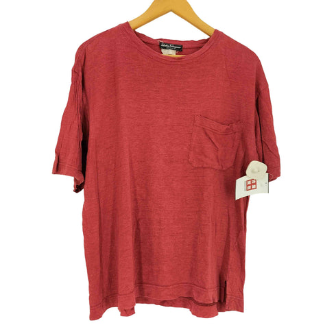 サルヴァトーレフェラガモ Salvatore Ferragamo イタリア製 リネン シルク ブランク ポケットTシャツ メンズ