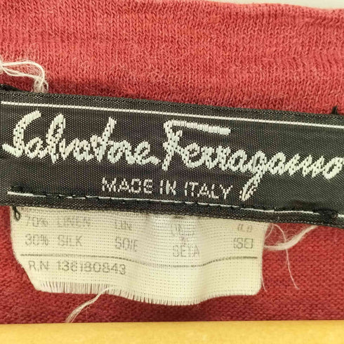 サルヴァトーレフェラガモ Salvatore Ferragamo イタリア製 リネン シルク ブランク ポケットTシャツ メンズ