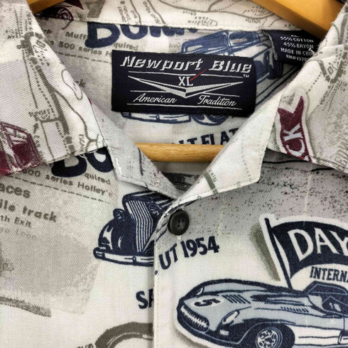 NEWPORT BLUE 総柄 オープンカラー シャツ メンズ import:XL