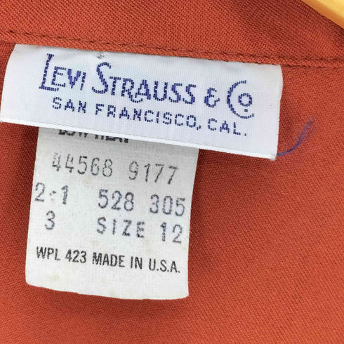 リーバイス Levis USA製 サテン オープンカラー シャツ レディース 12
