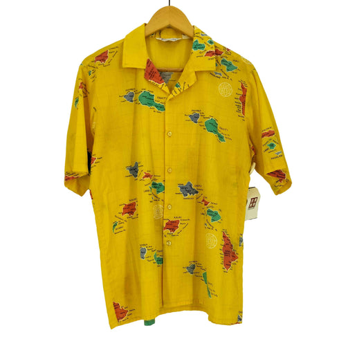 ISLANDER 90s USA製 地図プリント オープンカラーシャツ アロハシャツ メンズ import:M