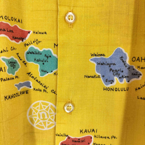 ISLANDER 90s USA製 地図プリント オープンカラーシャツ アロハシャツ メンズ import:M