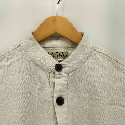 JASHU ネパール製 ウッドボタン コットン ヘンリーネック L/S シャツ メンズ import:L