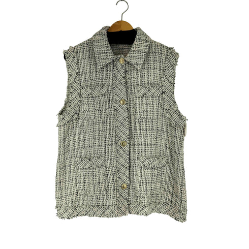 ザラ ZARA 金釦 ツイード ジレ レディース US L