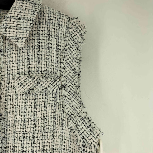 ザラ ZARA 金釦 ツイード ジレ レディース US L