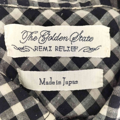 レミレリーフ REMI RELIEF フラワースタッズ 五分袖 チェックシャツ メンズ JPN:S