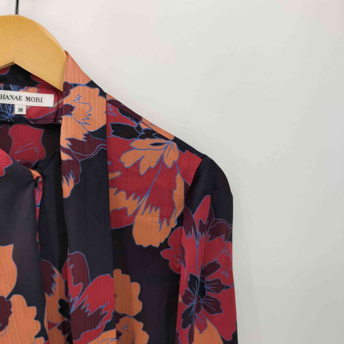 ハナエモリ HANAE MORI 花柄 ボウタイ L/S シャツ レディース JPN:38