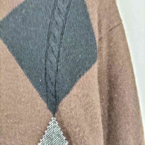 GIANNONE pure cashmere カシミヤ100 アーガイル柄 モックネック ニット レディース M