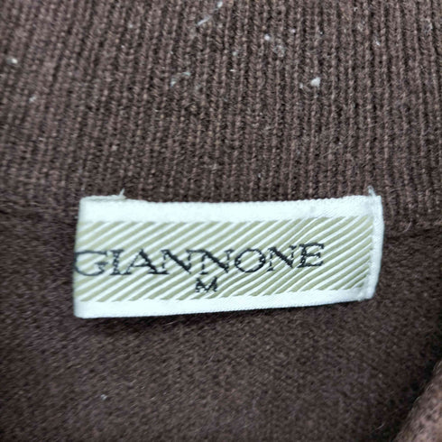 GIANNONE pure cashmere カシミヤ100 アーガイル柄 モックネック ニット レディース M
