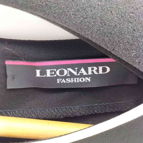 レオナール LEONARD フラワー切り替え 袖切り抜き 七部丈 ワンピース カンカン素材 レディース FR:38