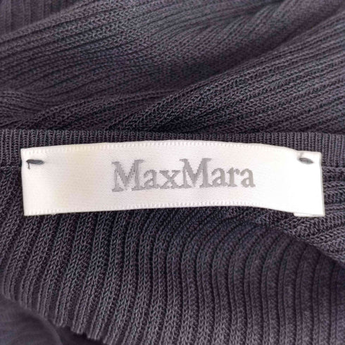 マックスマーラ MAX MARA 異素材切替 Vネック バックジップ リブニット フリル 半袖ワンピース レディース US:6