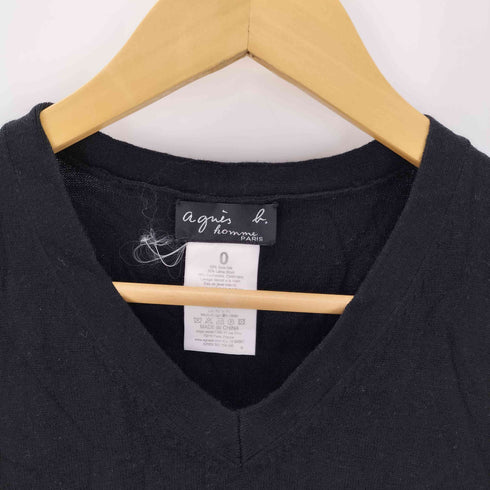 アニエスベーオム Agnes b.homme サンライズ期 絹 シルク ウール カシミヤ Vネック ニット ベスト メンズ JPN:0