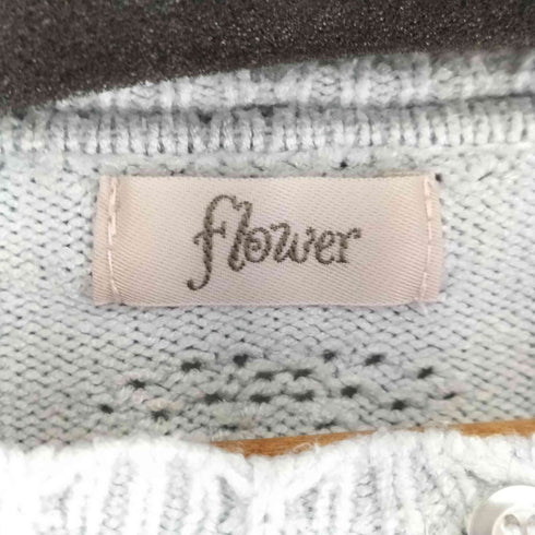 flower 透かし編み クルーネック カーディガン レディース FREE