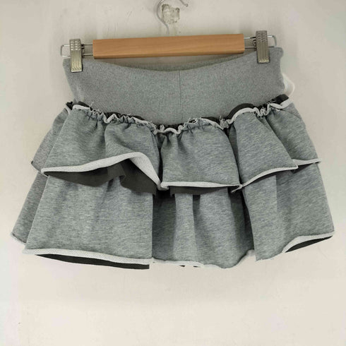 リボン刺繍 スウェットティアード ミニスカート レディース