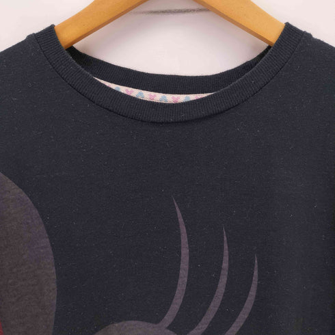 ラインストーン キャラクタープリントクルーネックTシャツ レディース